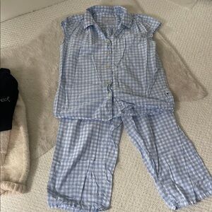 Light Blue Gingham Kids Pajama Set - Unbranded